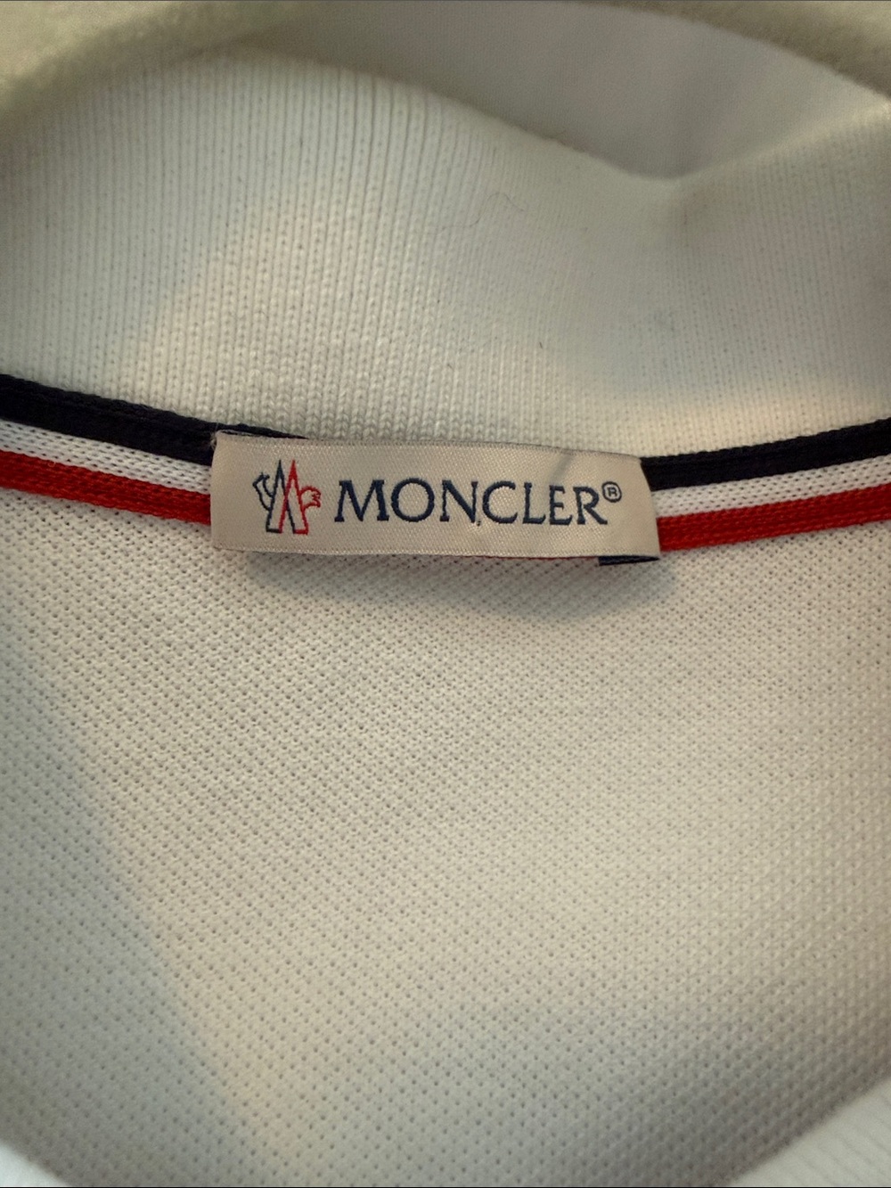 Moncler White Polo with Red and Navy Trim - Picture 4 of 9